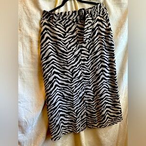 Zebra print midi skirt-fully lined-button up the front